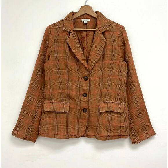Sundance Edson Hill Plaid Linen Blazer Floral Rustic Autumnal Pockets Blazer XS - Picture 12 of 12